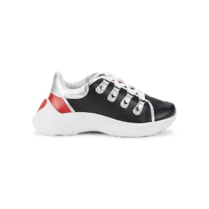 Love Moschino Colorblock Heart Embellishment Leather Sneakers