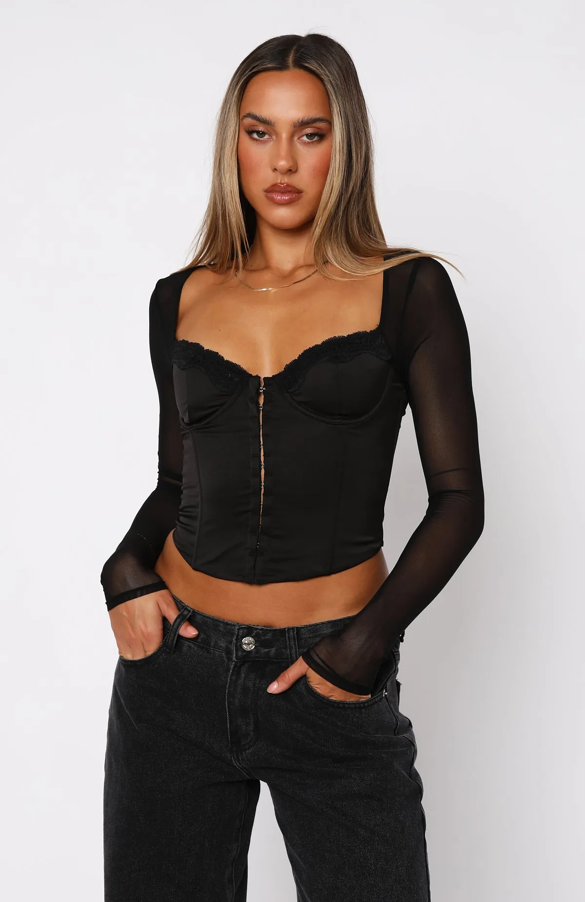 Magical Foresight Long Sleeve Bustier Black