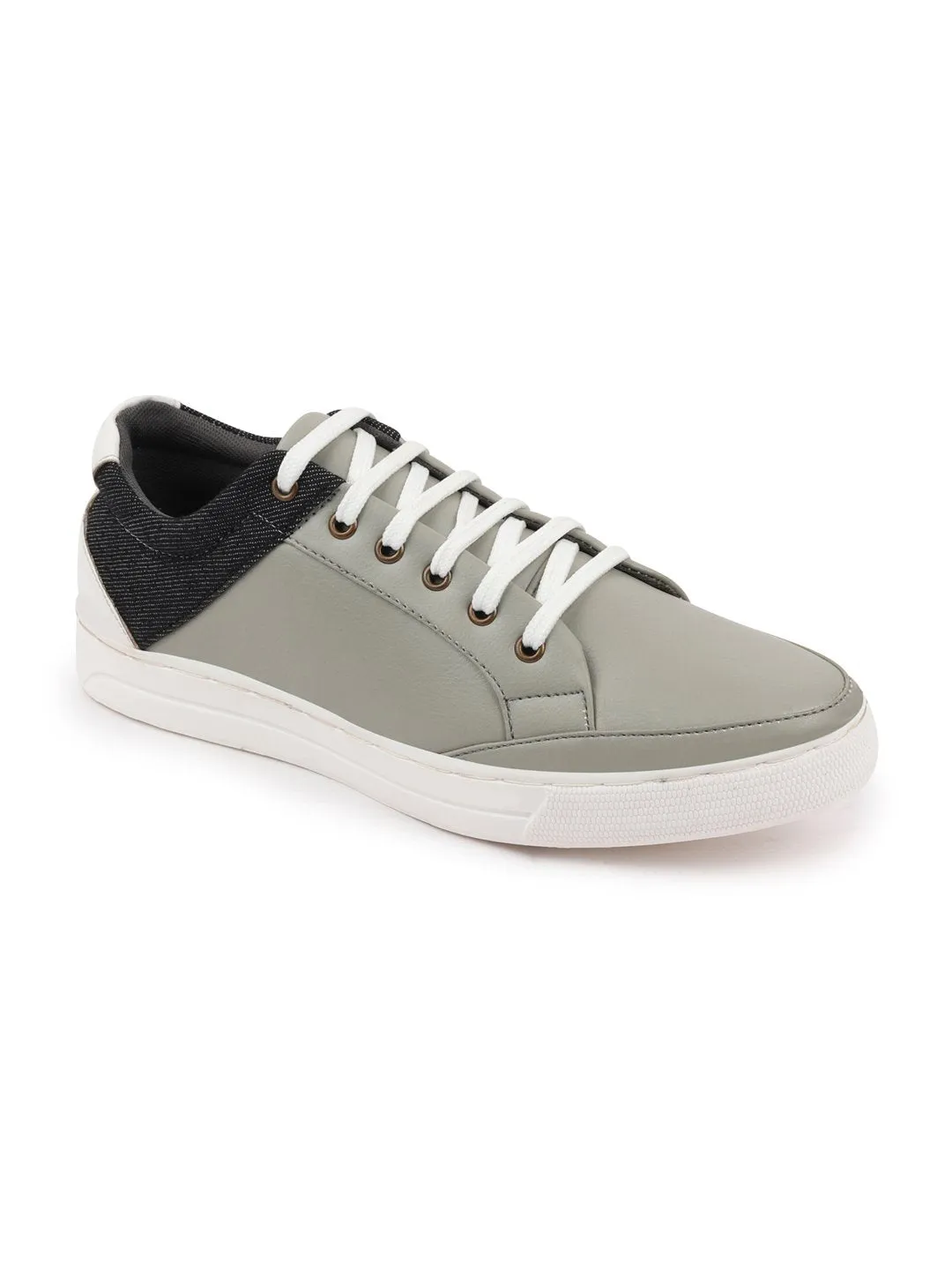 Men Grey Classic Lace Up Sneakers