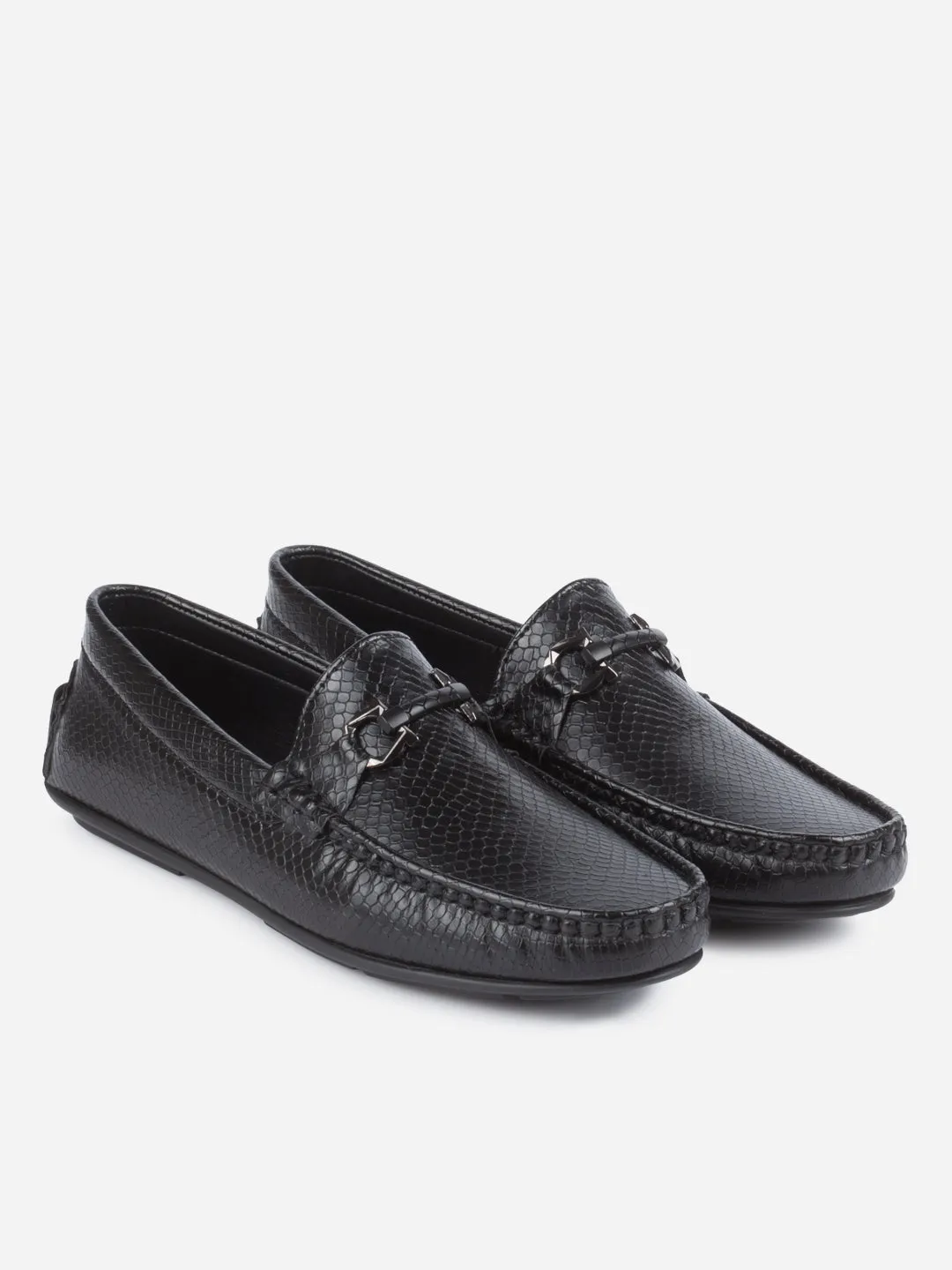 Men's Black Moc Toe Buckle Loafer (IX4114)