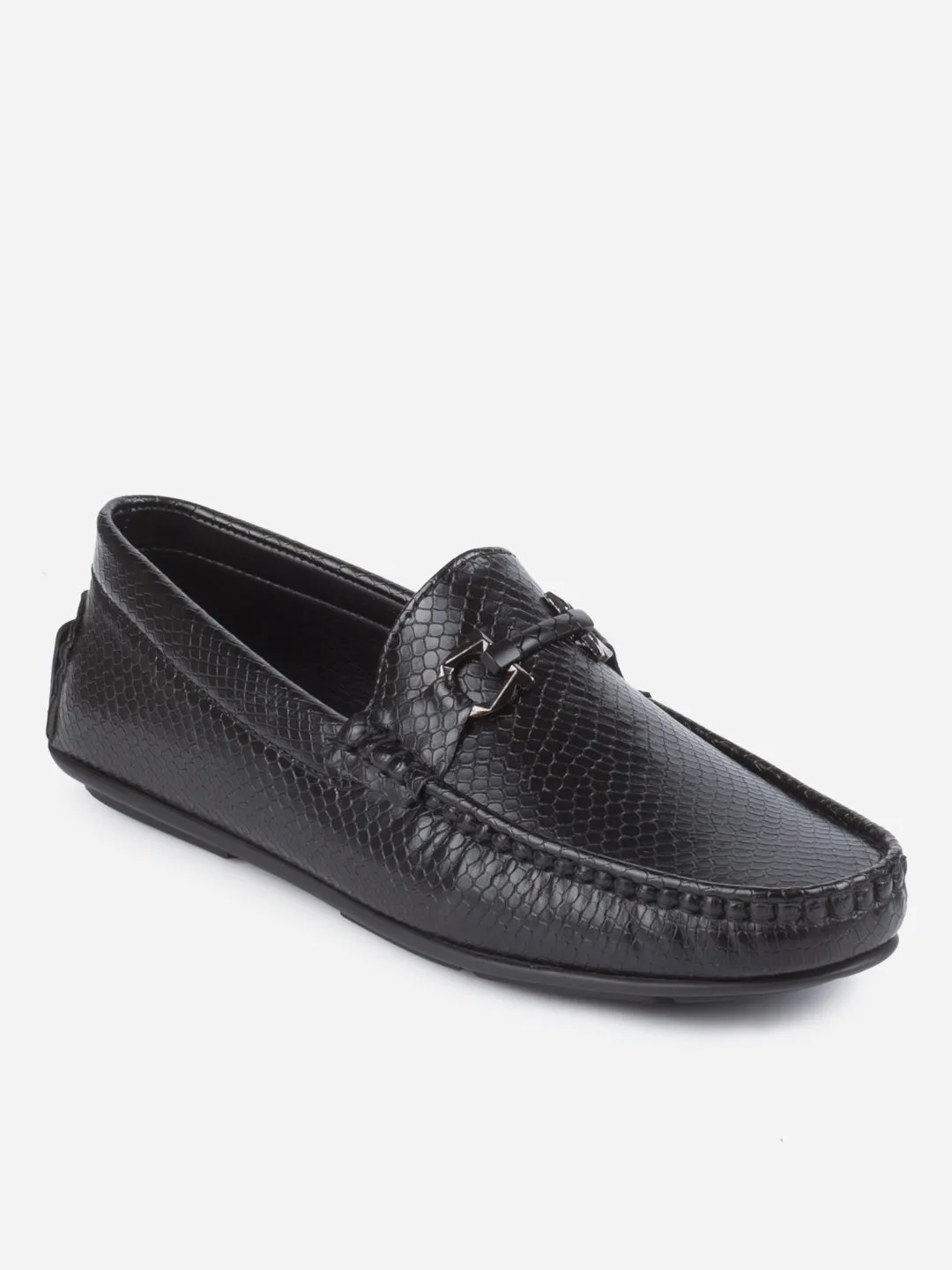 Men's Black Moc Toe Buckle Loafer (IX4114)