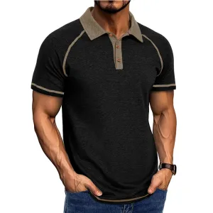 Men's Casual Color Matching Lapel Short-Sleeved Polo Shirt 38323888Y