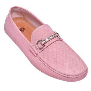 Men's Pink loafer suede leather summer shoes with buckle