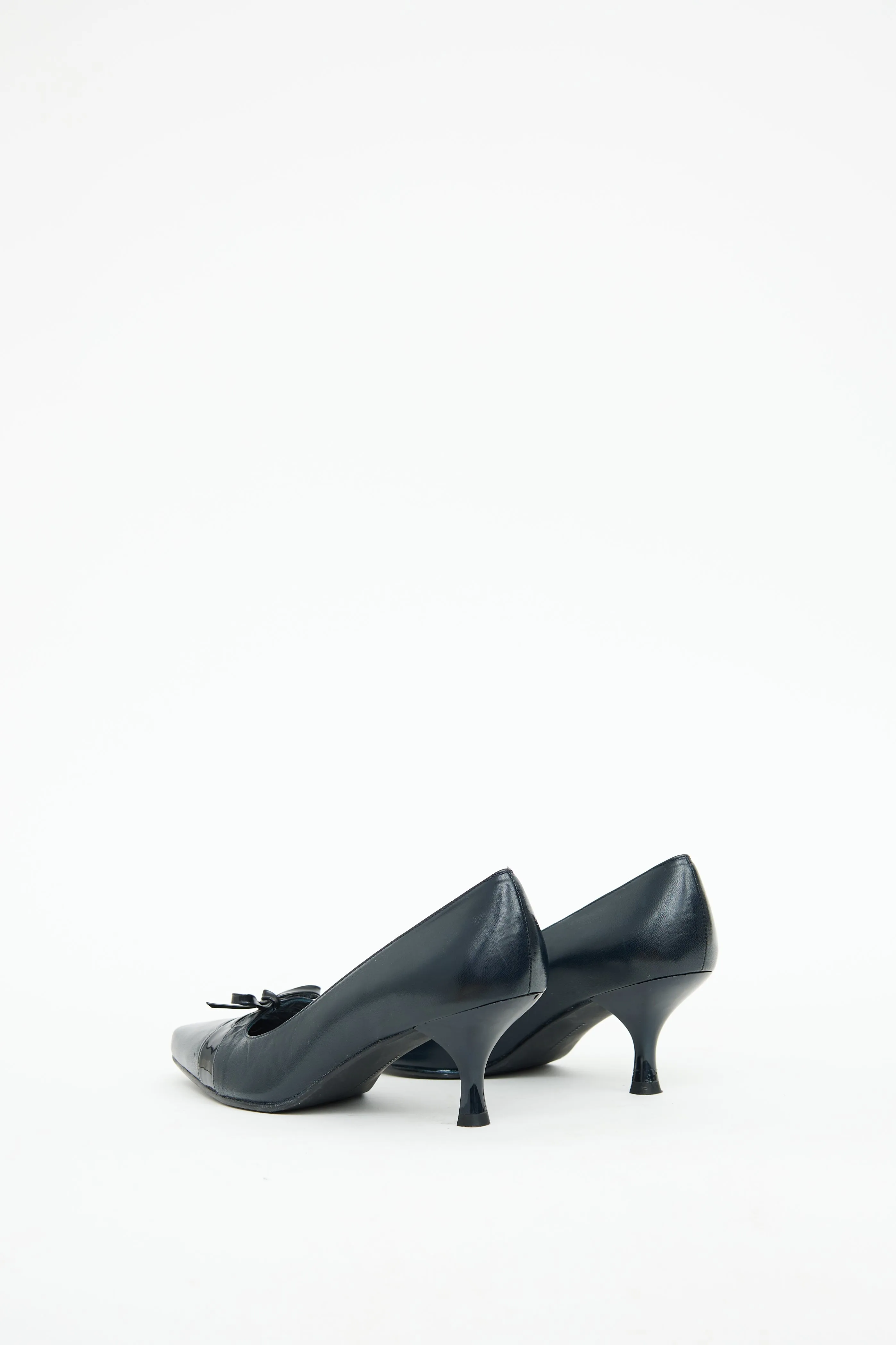 Navy Bow Kitten Heel