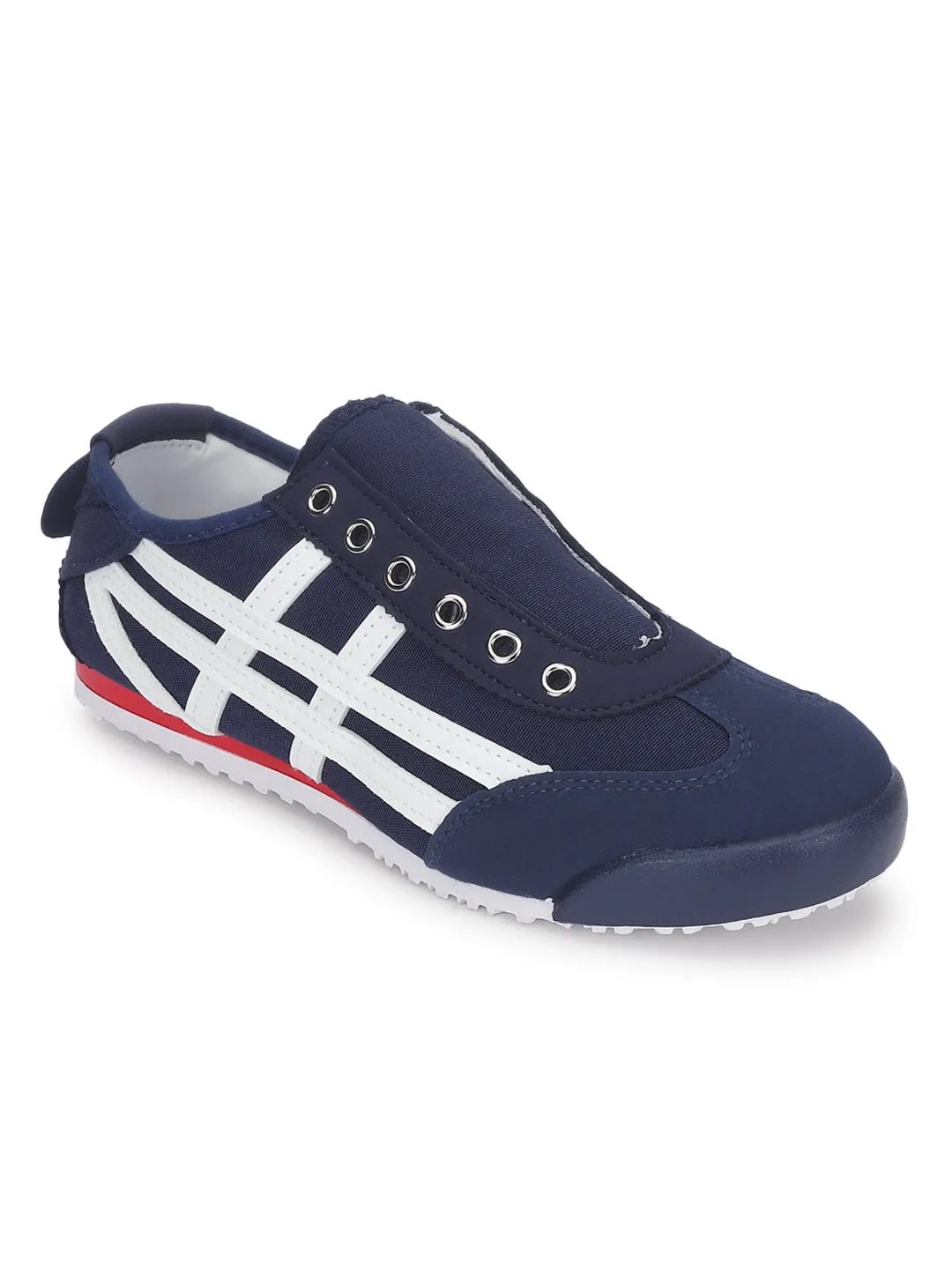 Navy White Canvas Stylish Slip-On Sneakers (TC-RS3801-NVYWHT)