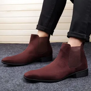 New Arrival Latest Suede Material Brown Casual Chelsea Boots For Men-JonasParamount