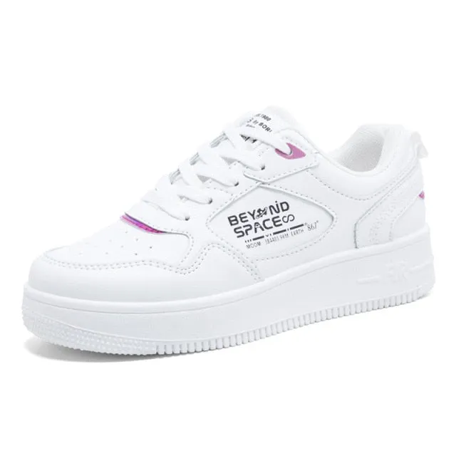 Nice White Shoes Leather Sneakers for Women Spring Casual Shoes Female  New Fashion Student White Sneakers Platform