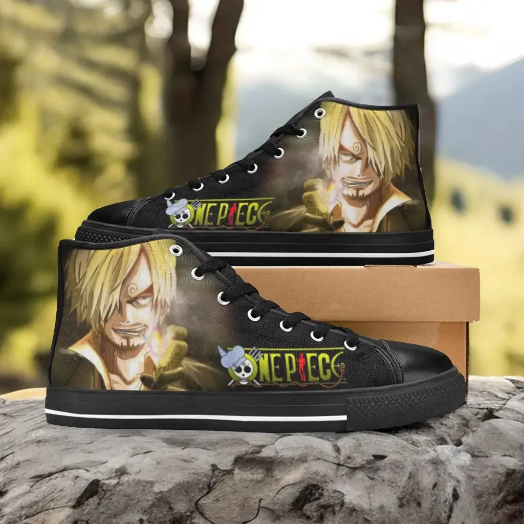 One Piece Straw Hat Vinsmoke Sanji Shoes High Top Sneakers for Kids and Adults