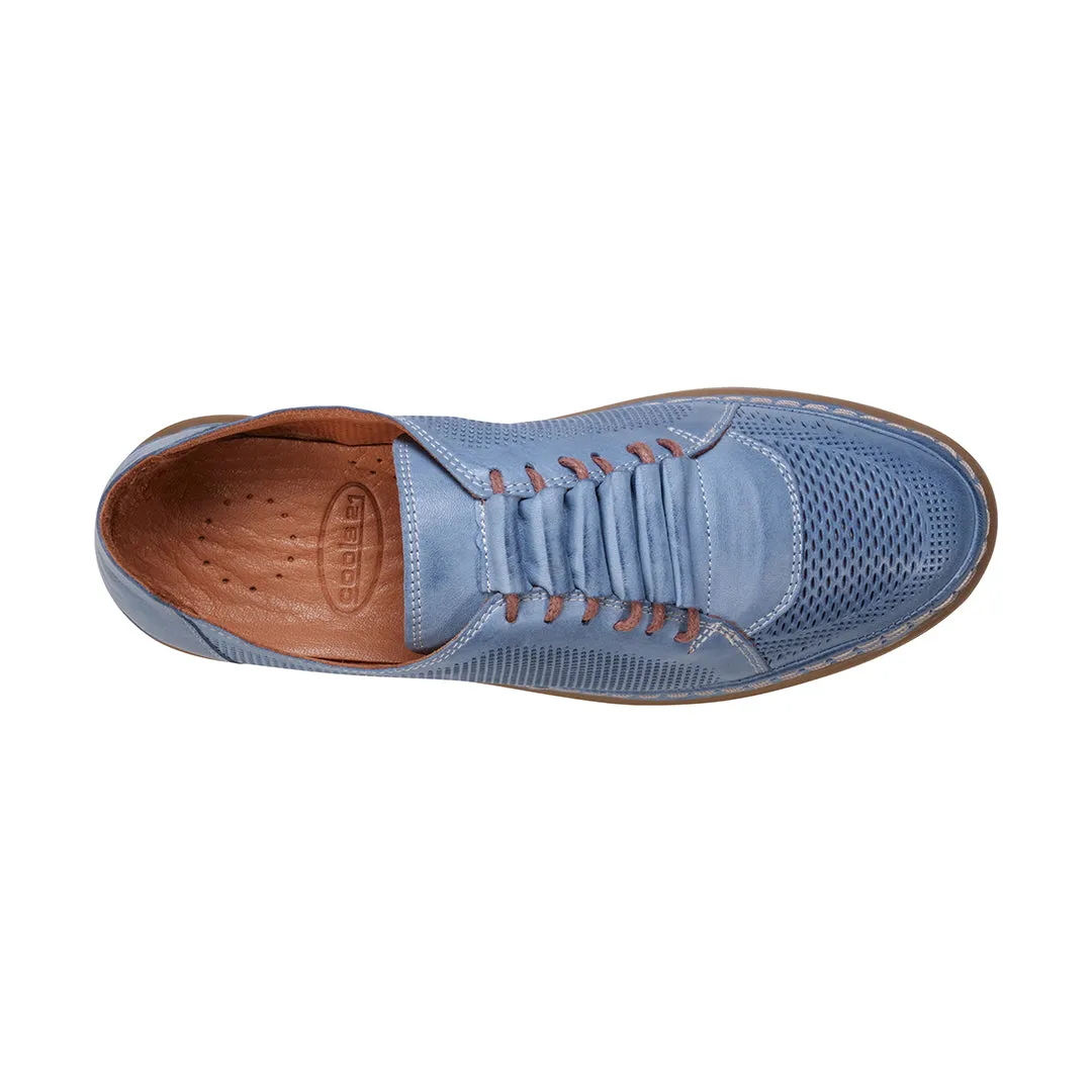 Oscar Blue Hidden Lace Perforated Leather Sneakers