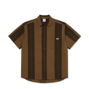 Polar Skate Co Mitchell  Shirt - Brown Block Stripe