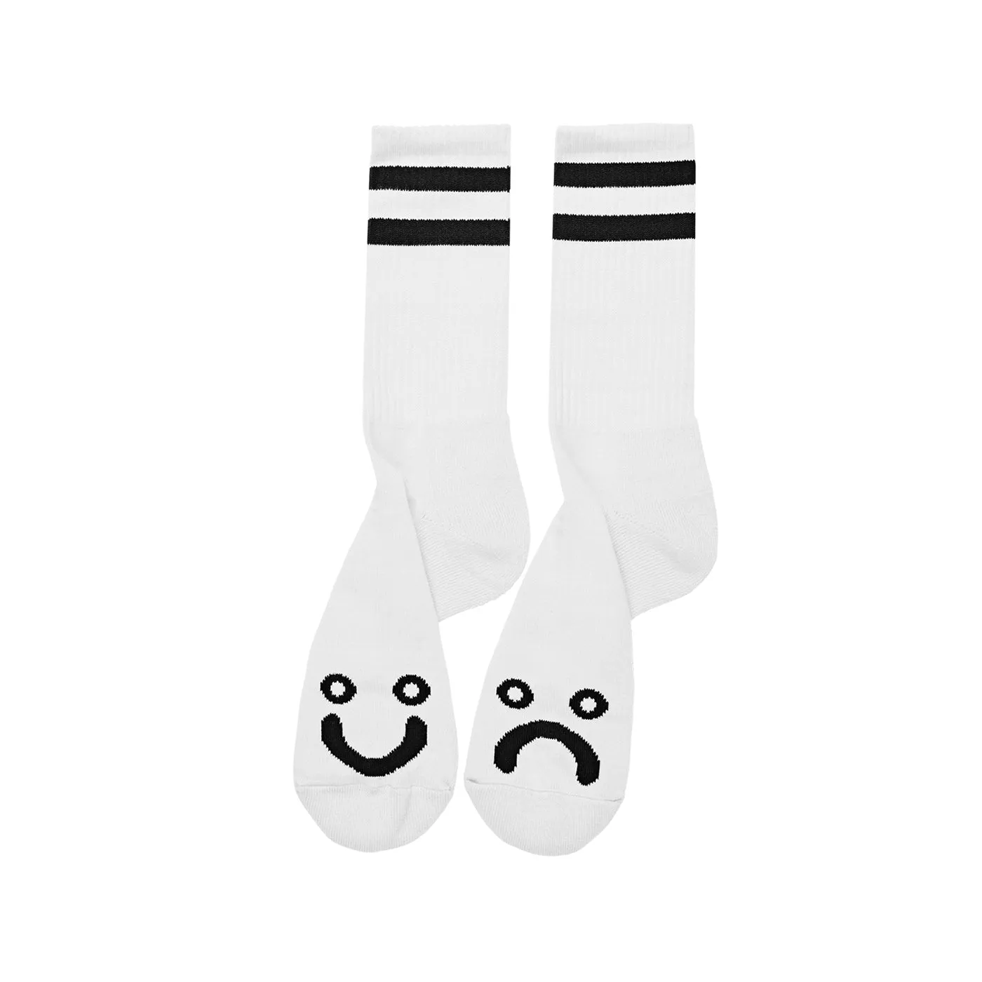 Polar Skate Co Rib Happy Sad Socks - White