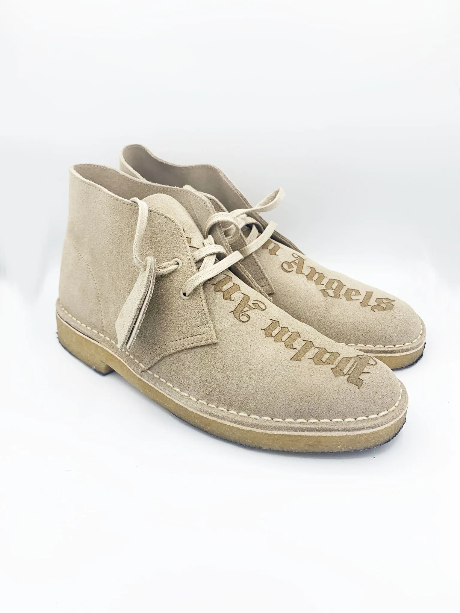 PRE-LOVED  PALM ANGELS X CLARKS LOGO DESERT BOOTS