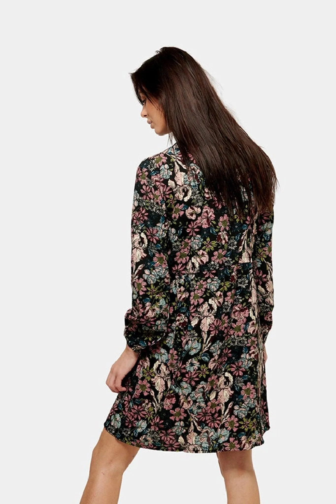 Printed Shirt Dress - Black