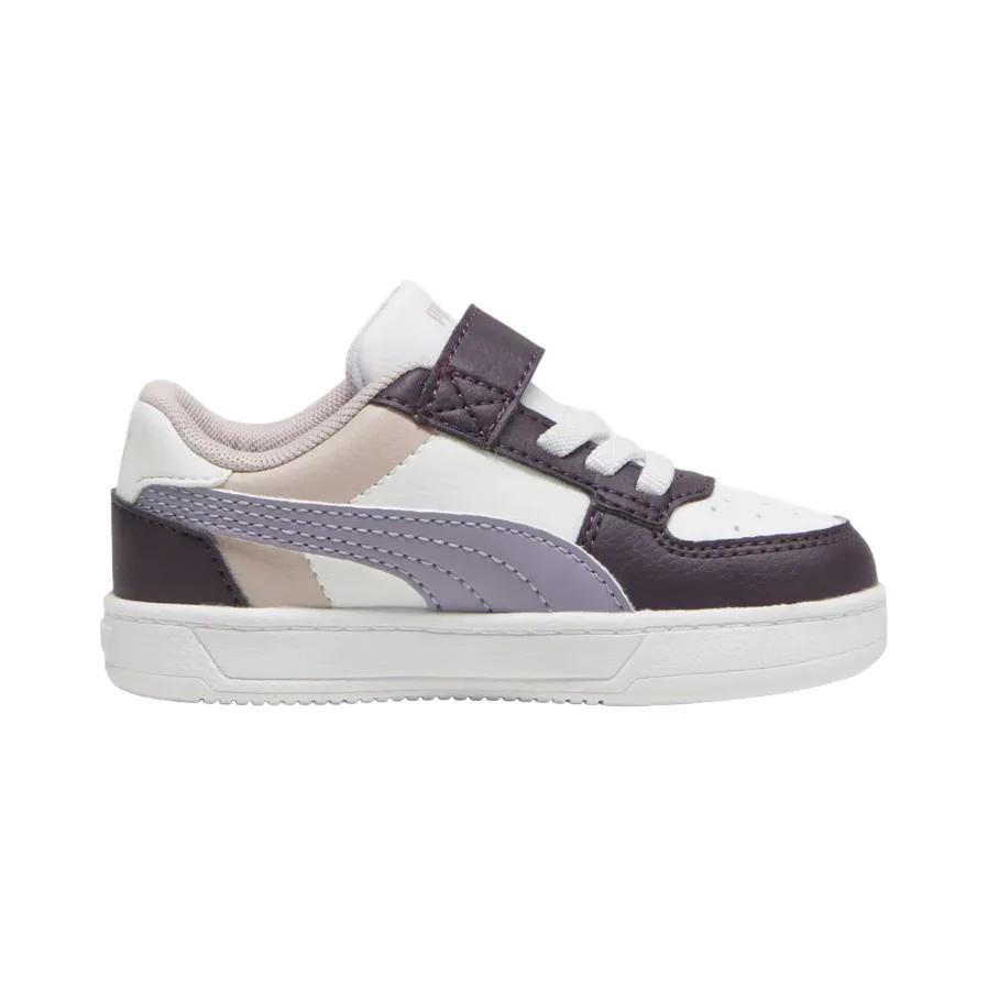 Puma scarpa sneakers da bambina con laccio elastico e velcro Caven 2.0 Block 394463-11 prugna-bianco