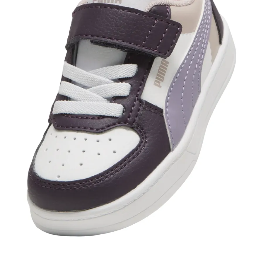 Puma scarpa sneakers da bambina con laccio elastico e velcro Caven 2.0 Block 394463-11 prugna-bianco