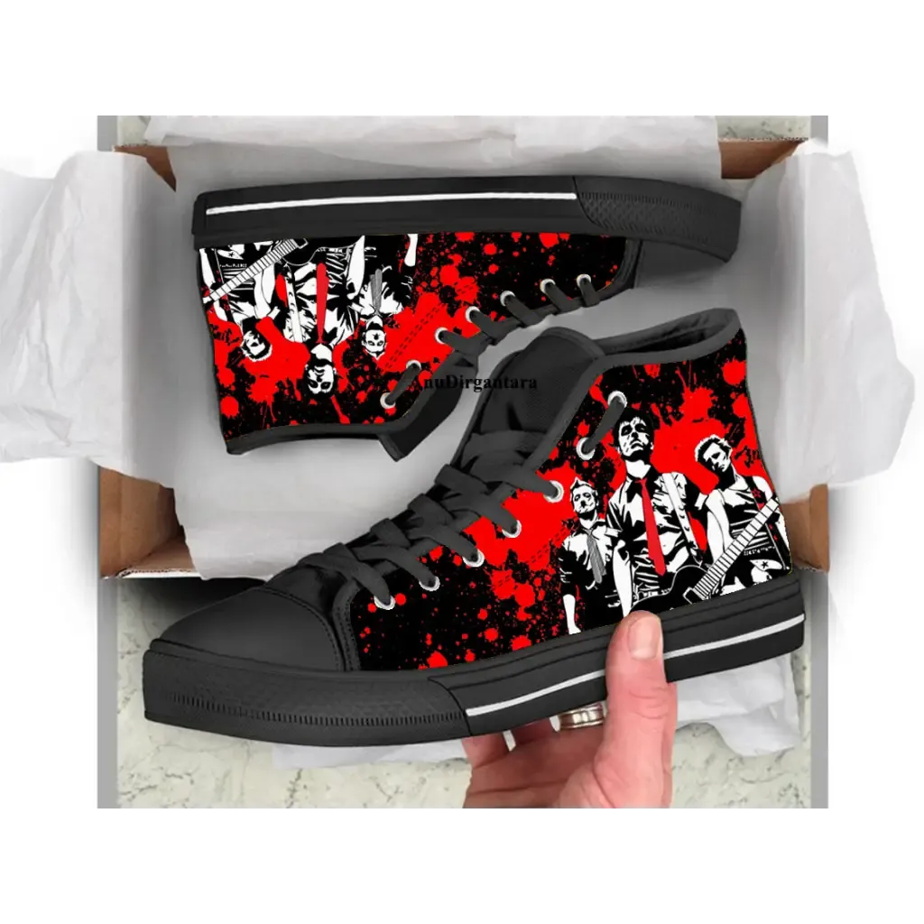 Punk Rock Band Green Day Concer Shoes High Top Sneakers for Kids and Adults