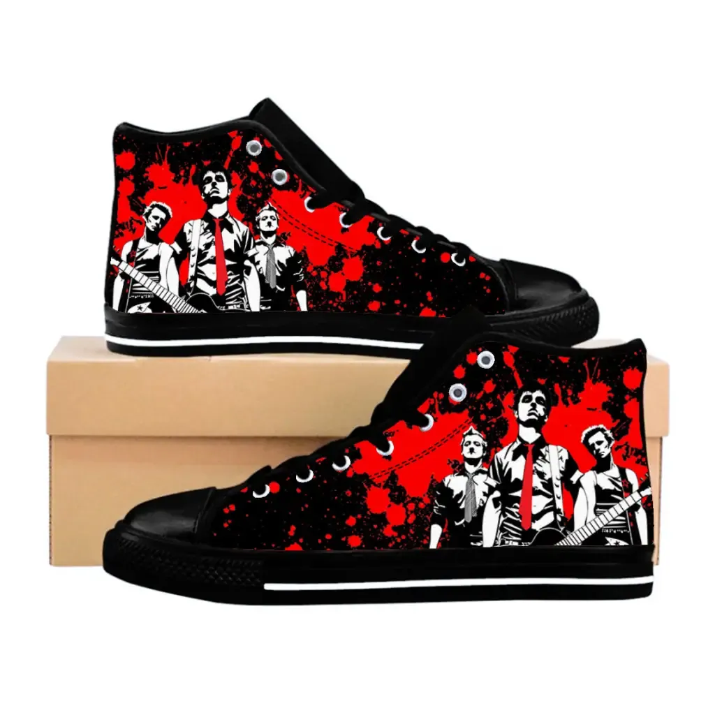 Punk Rock Band Green Day Concer Shoes High Top Sneakers for Kids and Adults