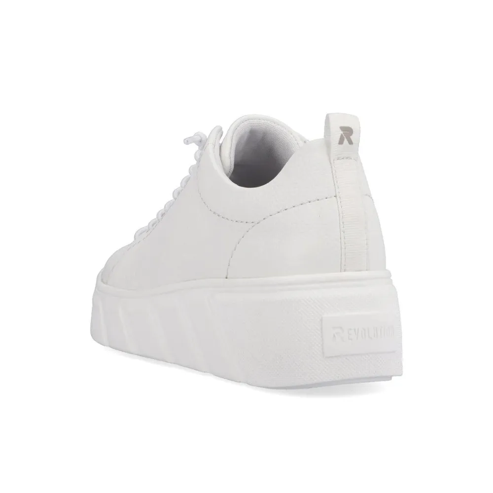 Rieker W0500 White Leather Sneakers (Women's)