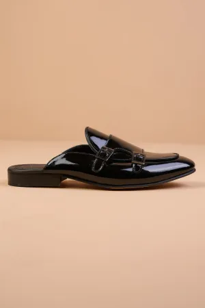 Shiny Black Leather Loafers