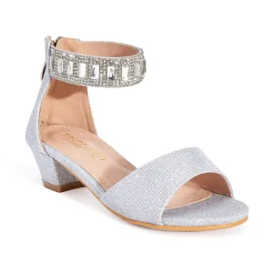 Silver Jewelled Kitten Heels