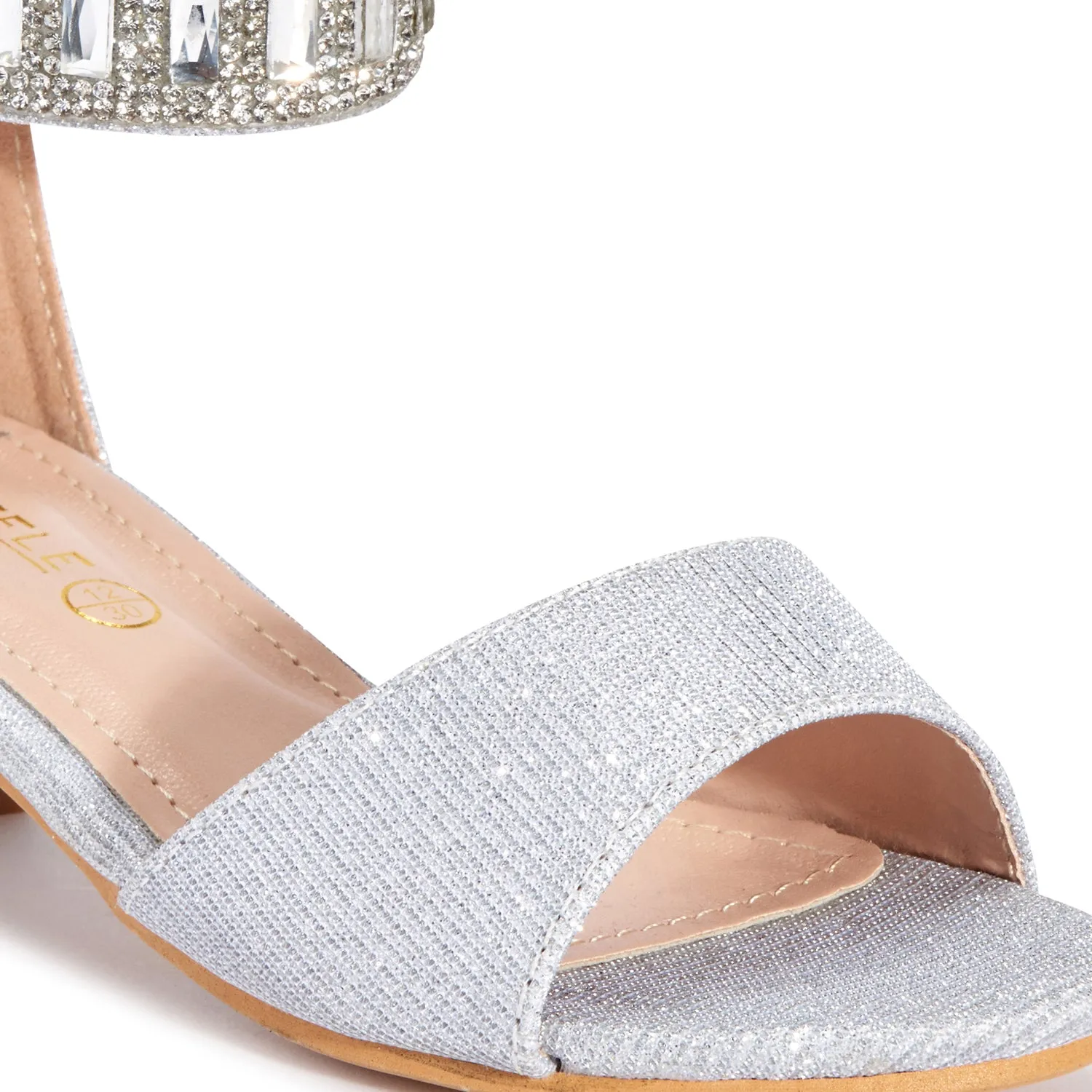 Silver Jewelled Kitten Heels