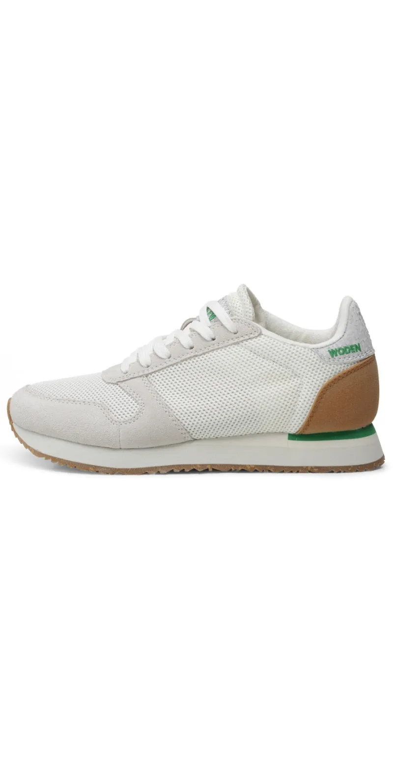 Sneakers med tekstil og læder white/basil