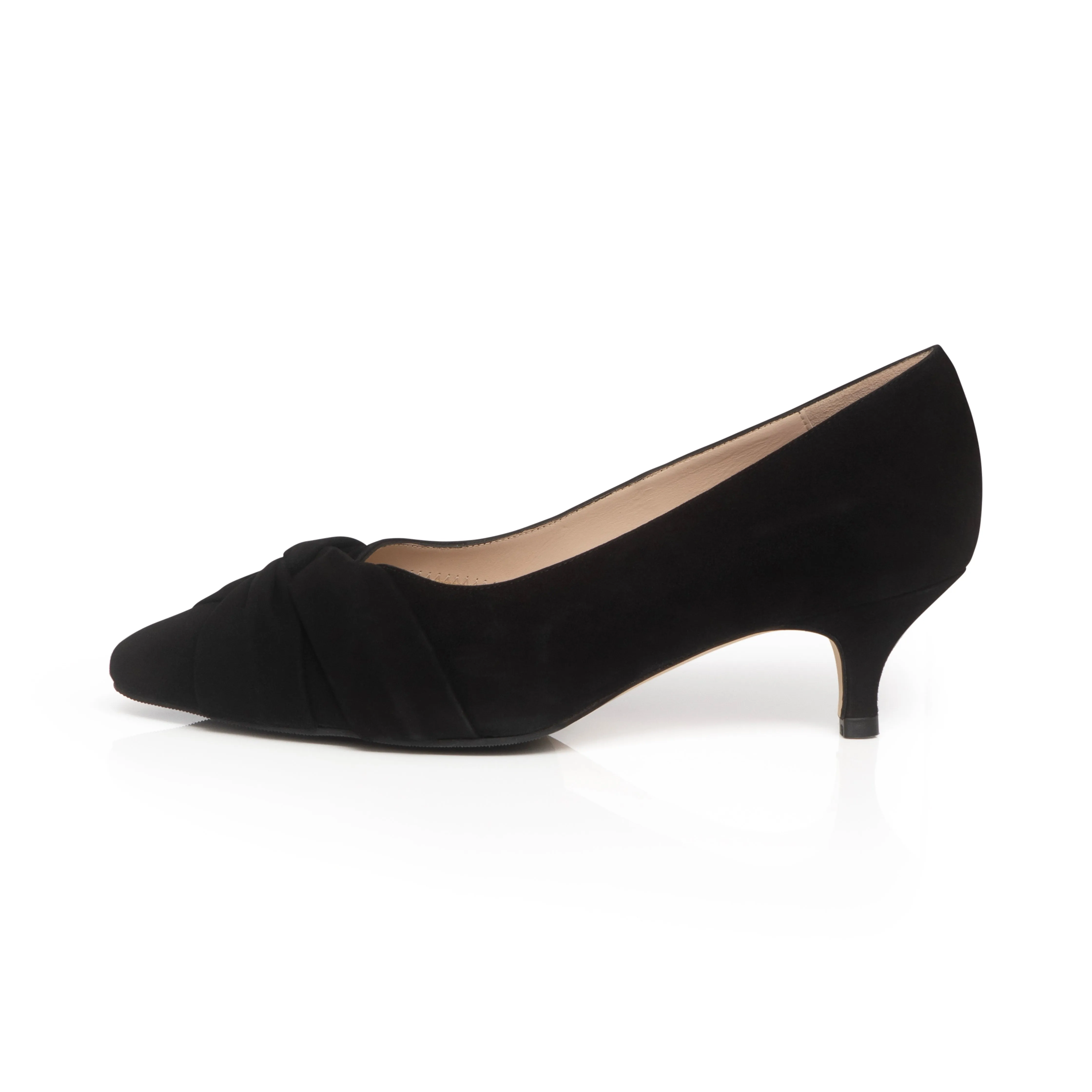 Tandi Extra-Wide Fit Kitten Heels - Black Suede