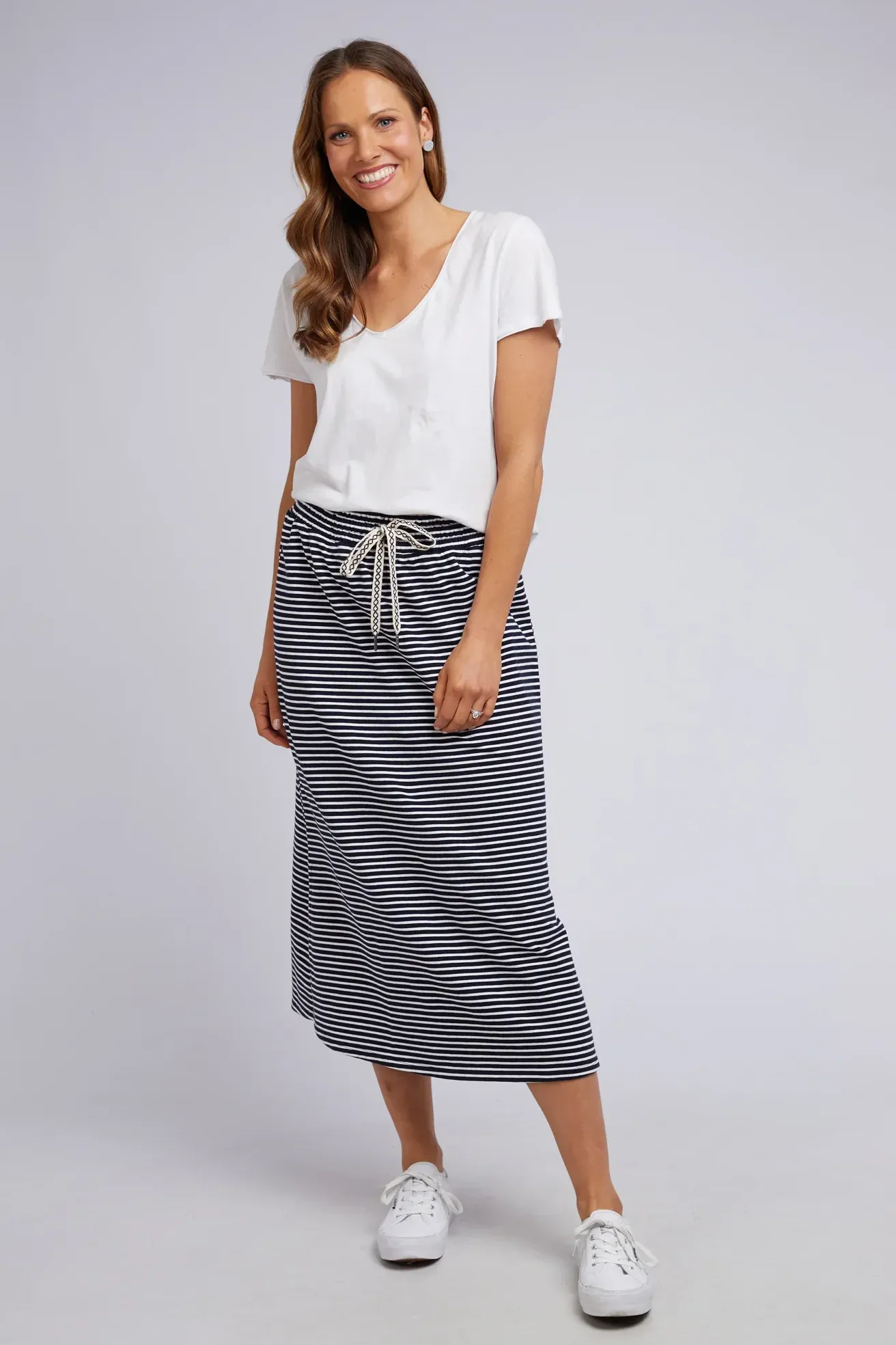 Travel Skirt in Navy / White Stripe