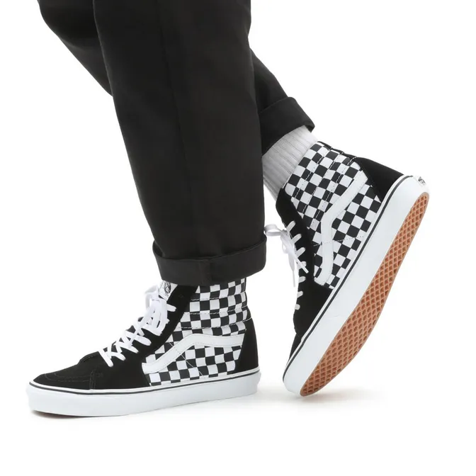 Vans scarpa sneaker alta per uomo e donna SK8-HI VN0A32QGHRK1 quadri bianco nero