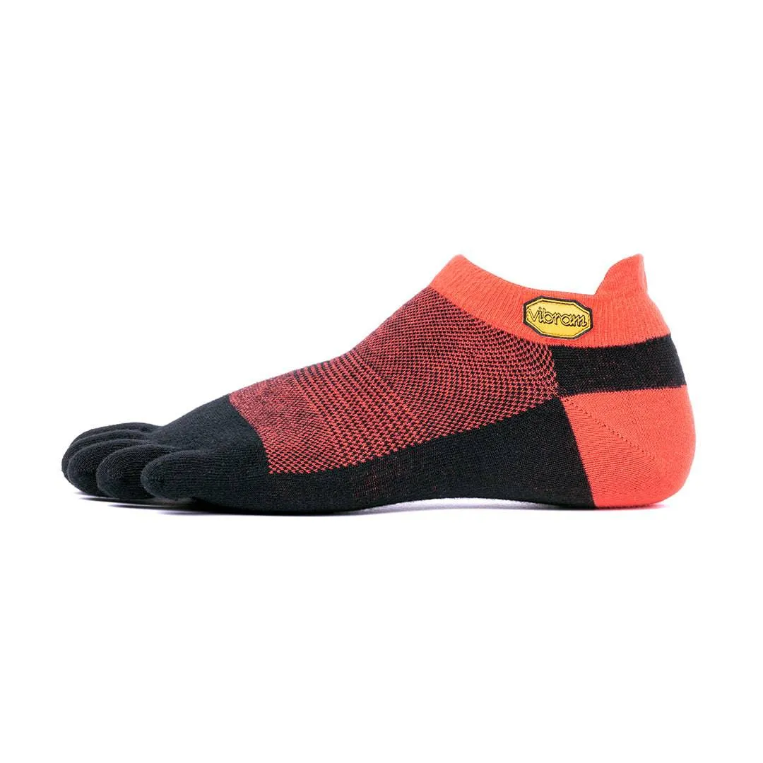 Vibram No Show Toe Socks Red Black