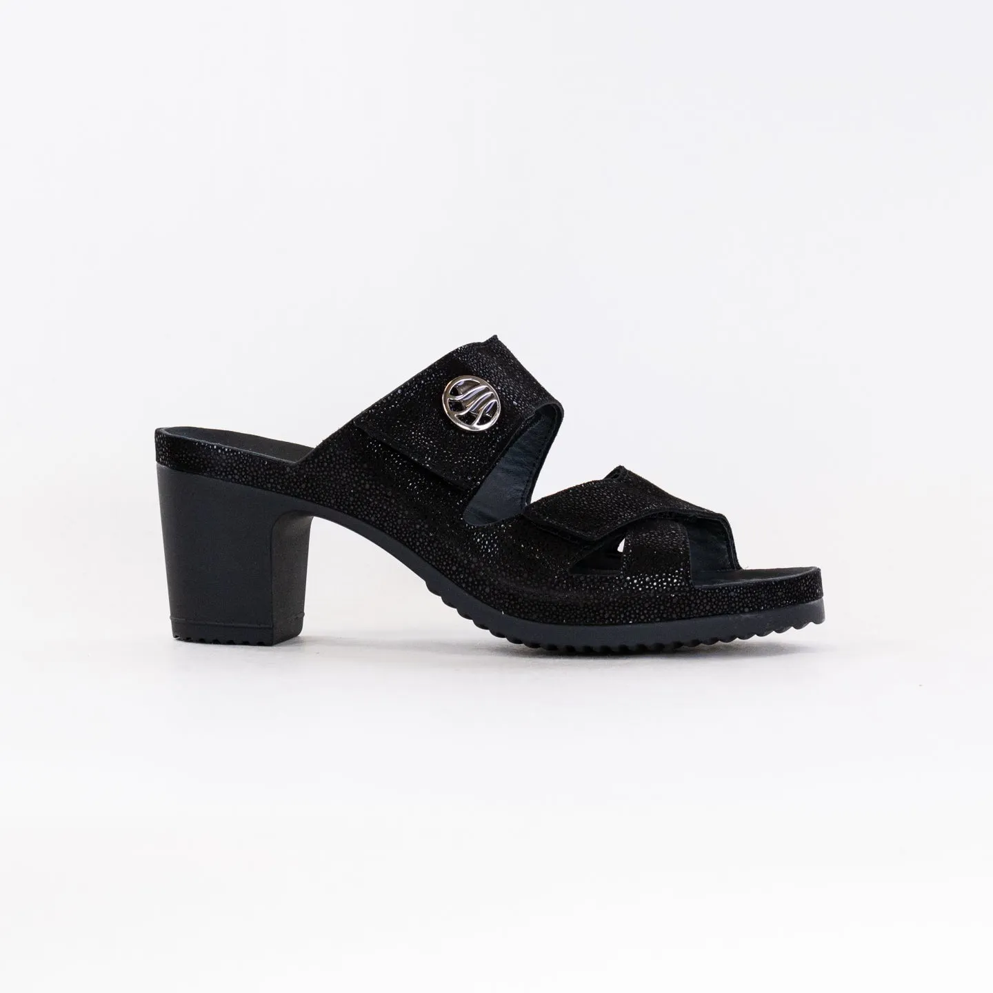 Vital Petra Mule Sandal (Women's) - Black Metallic Leather