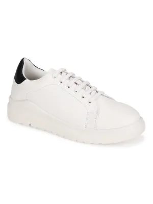 White PU Sneakers With Back Details (TC-ST-1024-WHTBLK)