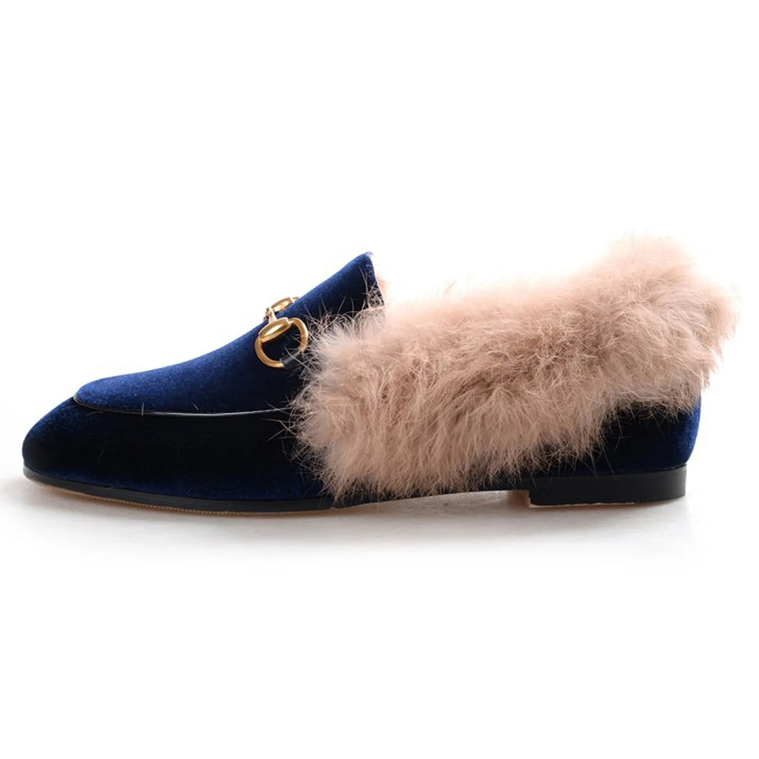 Women Classic Velvet Fur Flat Loafers