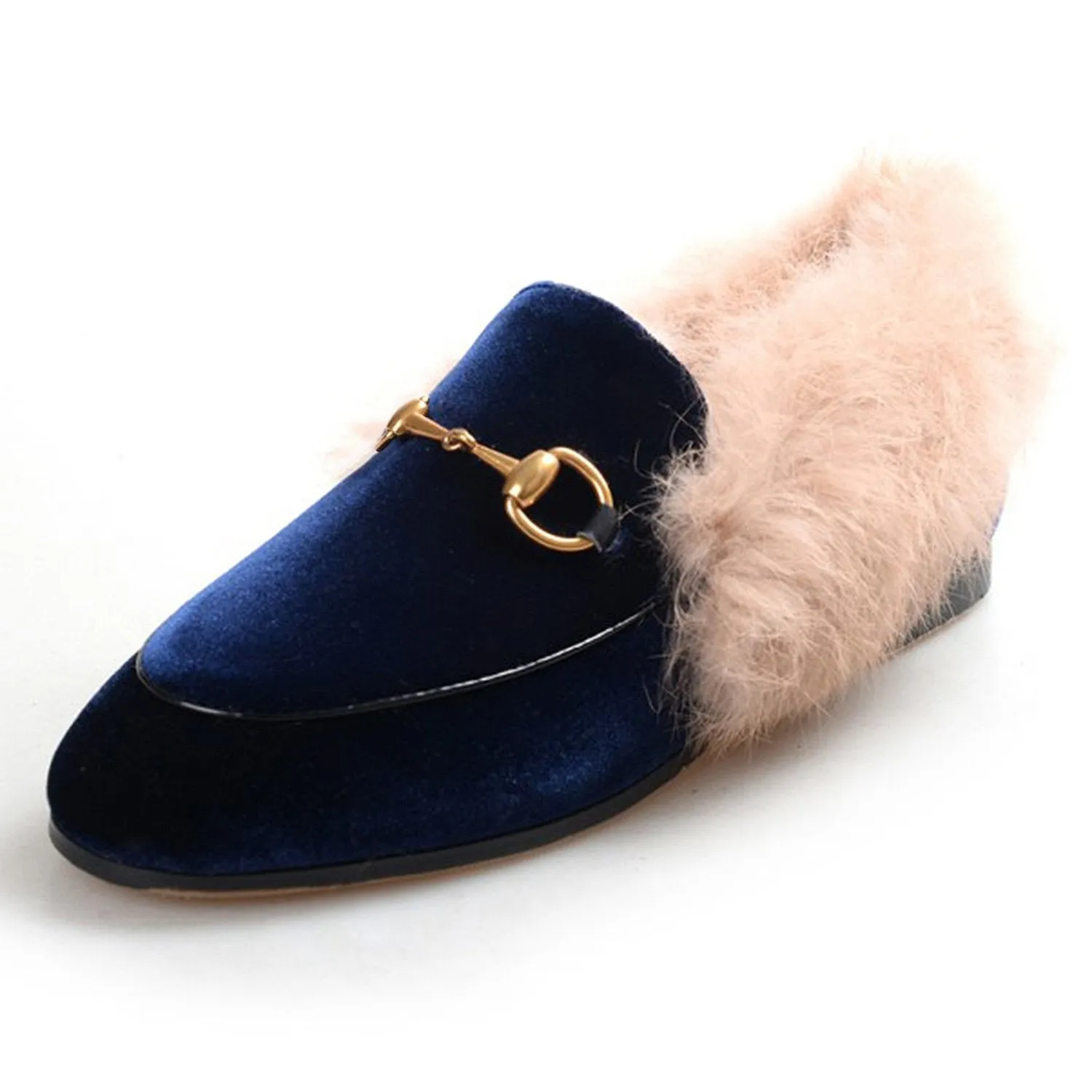 Women Classic Velvet Fur Flat Loafers