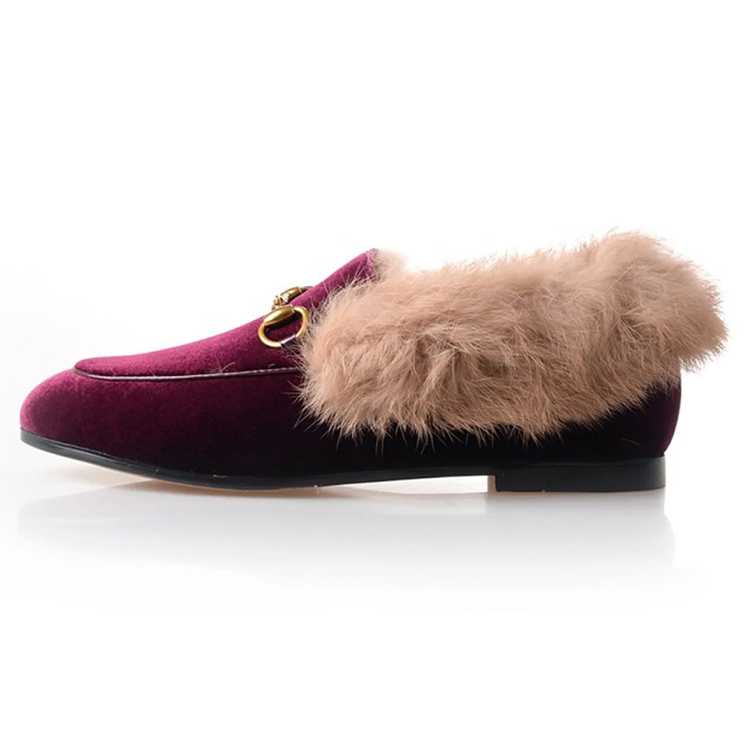 Women Classic Velvet Fur Flat Loafers