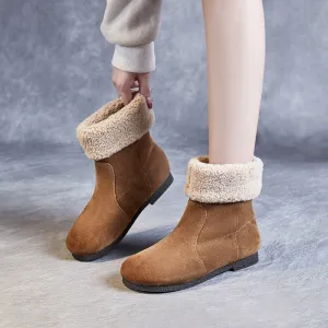 Women Minimalist Soft Suede Flat Snow Boots