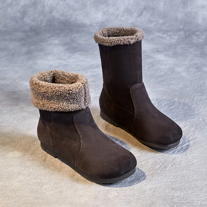 Women Minimalist Soft Suede Flat Snow Boots