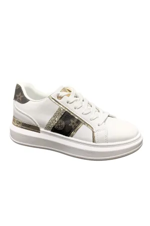 Womens Shining Metallic Sequins Print Pattern Lace-Up Chunky Wedges Trainers Sneakers 2379 WHITE