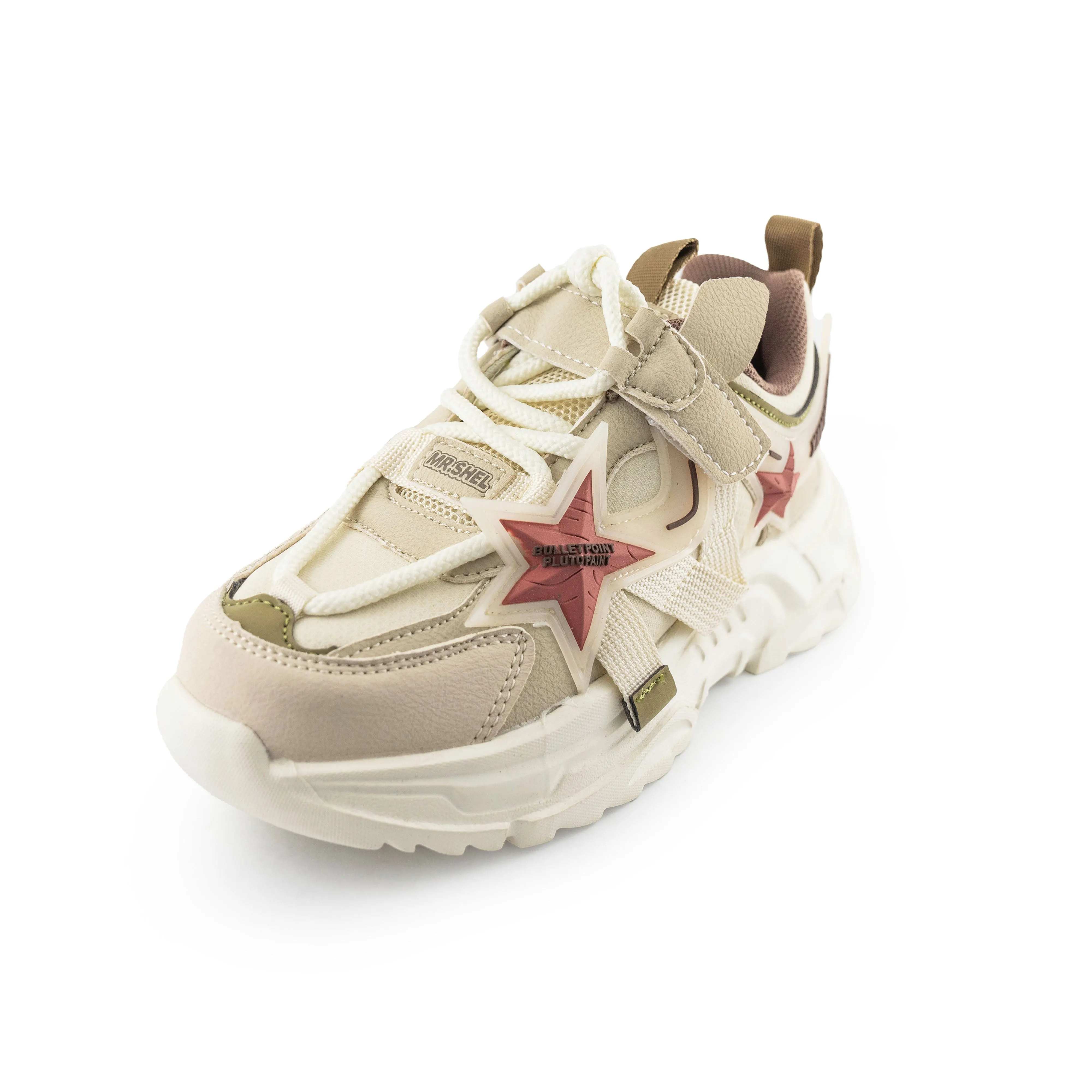 Xaviers Star Kids'/Youth Sneakers 8808 Cream & Khaki