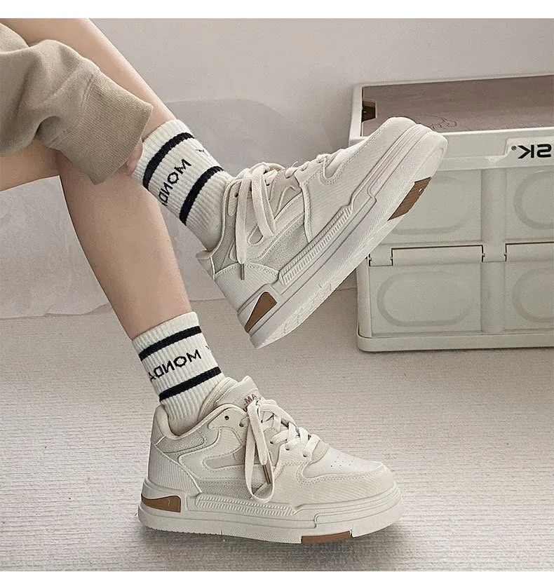 xiangtuibao White Shoes for Women In Autumn and Winter, Versatile High Rise Shoes, New Student Light Sports Shoes women shoes